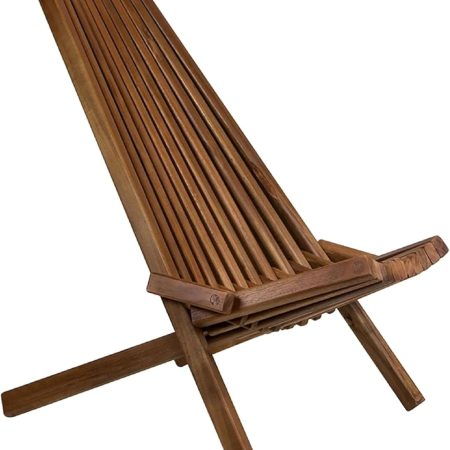 Wooden Folding  Chairs, FSC Certified Acacia Low Profile s, Wood Folding Chair for Outdoor, Patio, Porch, Pool, Backyard, Garden, Balcony and Deck - Chestnut - Single
