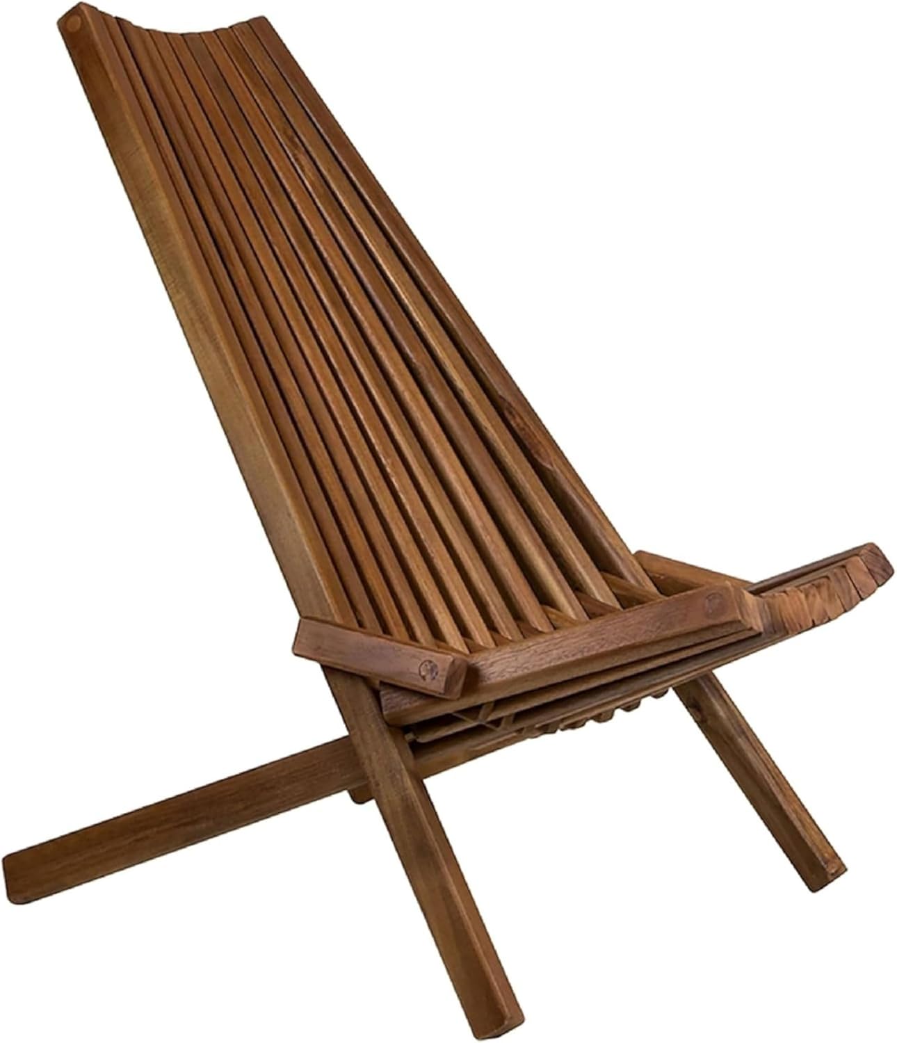 Wooden Folding Chairs, FSC Certified Acacia Low Profile s, Wood Folding Chair for Outdoor, Patio, Porch, Pool, Backyard, Garden, Balcony and Deck - Chestnut - Single