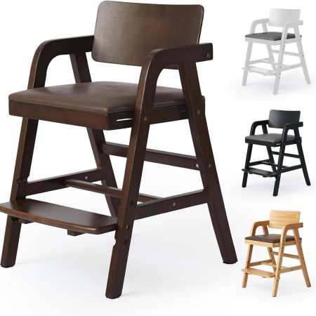 Wooden High Chair for Babies and Toddler Dining Chair, Walnut