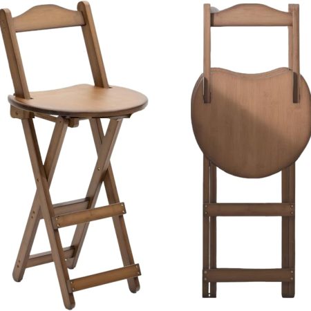 Folding Bar Stool for Kitchen, Portable Wooden bar Stool, Foldable Bamboo Bar Stools Set of 1 for Home Kitchen Breakfast Counter (Brown) (Walnut Small)