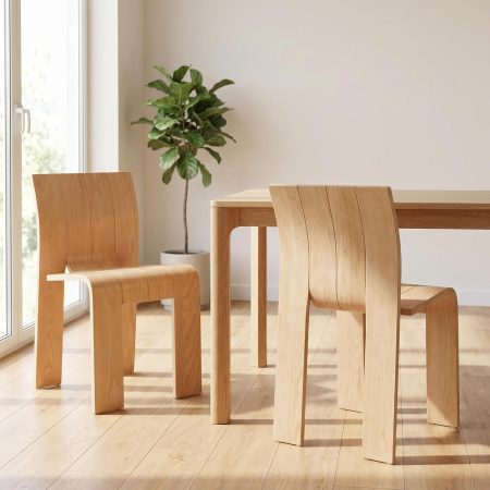 Wooden Dining Chairs Set of 2, Stackable Side Chairs, Natural