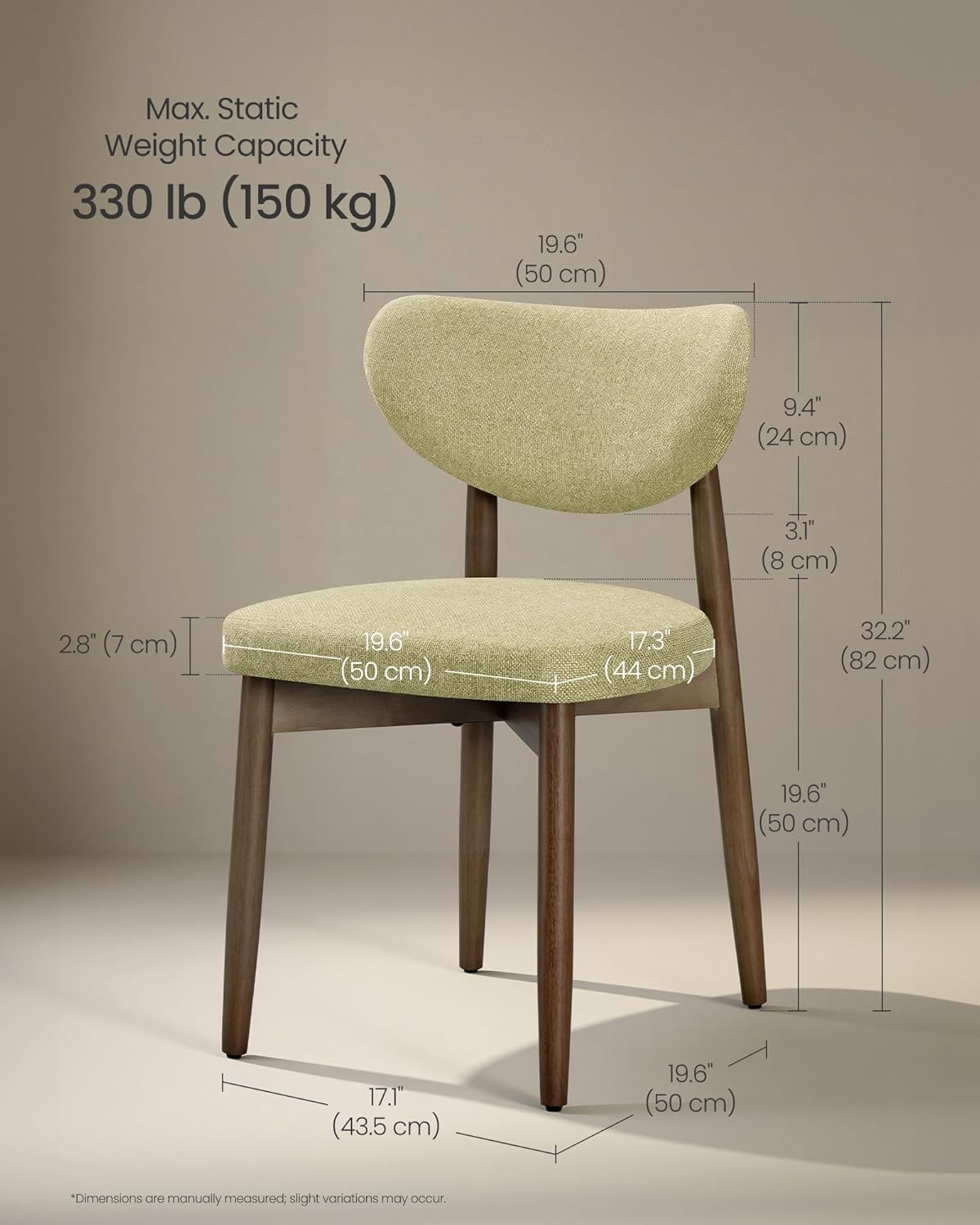 Wooden Dining Chairs Set of 2, Upholstered Kitchen Chairs - Image 2