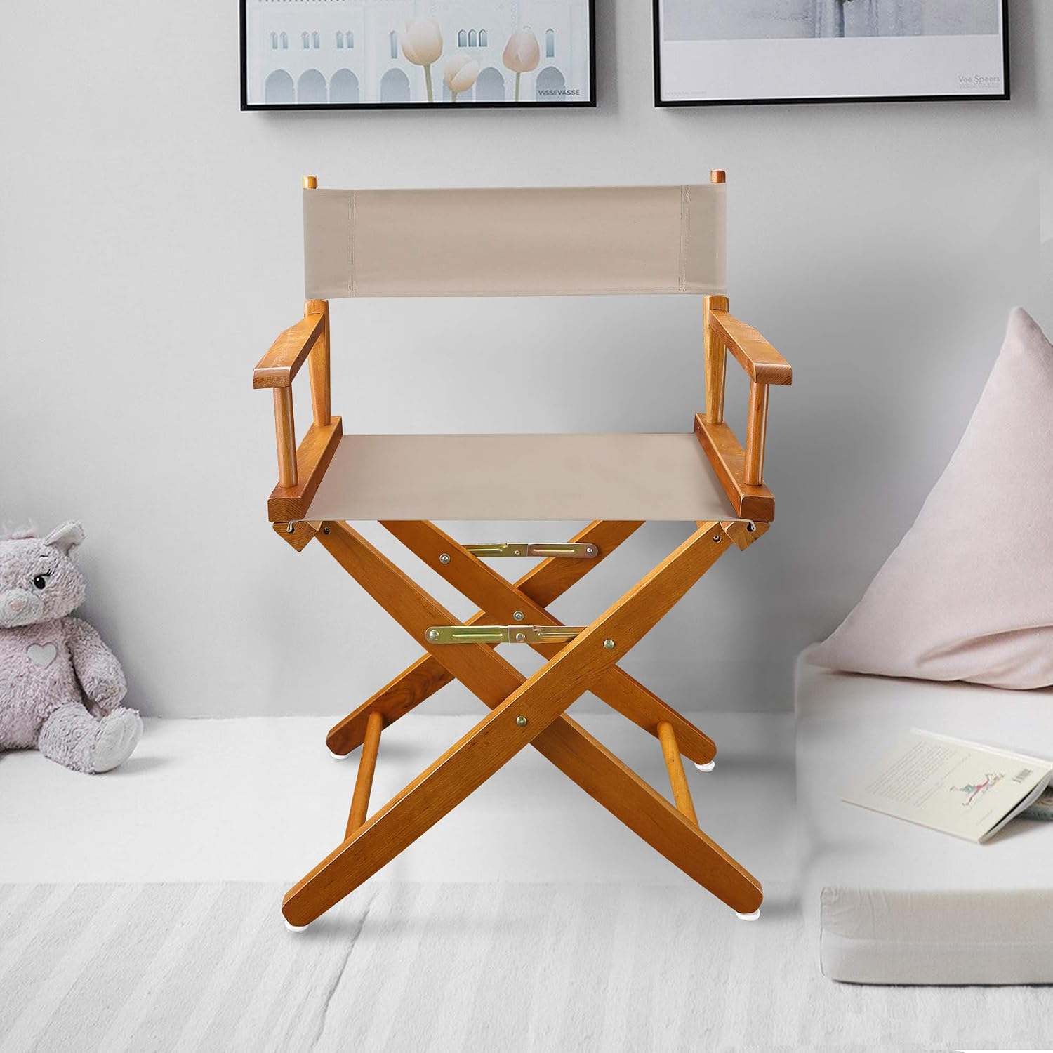 Extra-Wide Premium 18" Director's Chair Frame with Natural Canvas - Image 2