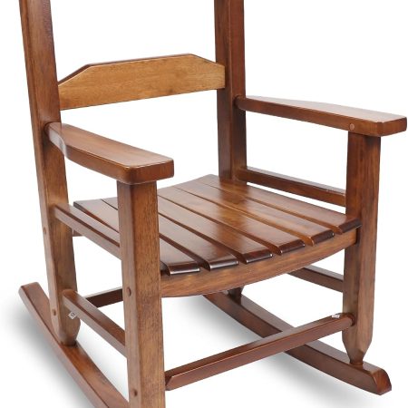 Kids Rocking Chair Toddler Wooden Indoor for Child Comfy Recliner Rocker for Baby Ages 3-6 Outdoor Lounge Children Playroom Anti-Tip Design Safe & Sturdy Brown