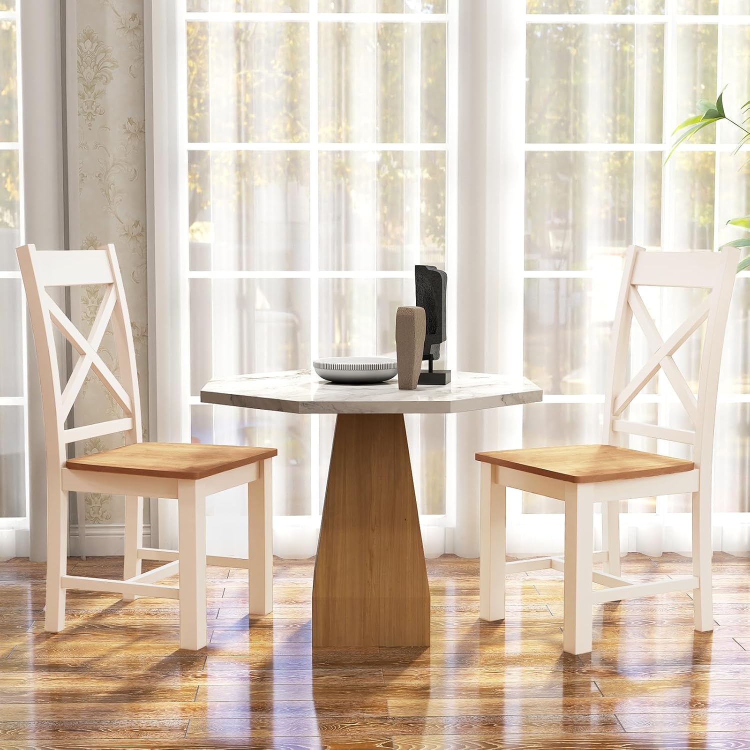 Farmhouse Dining Chairs Set of 2, Kitchen Chairs w/High Cross Back - Image 2