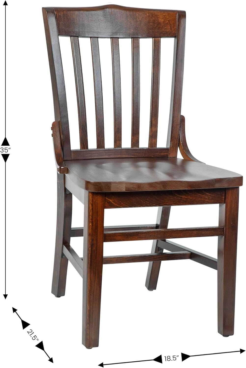 School House Back Walnut Wood Chair - Image 2