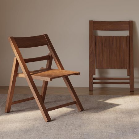 Solid Wood Folding Dining Chairs 2 Pack, Space-Saving, Walnut