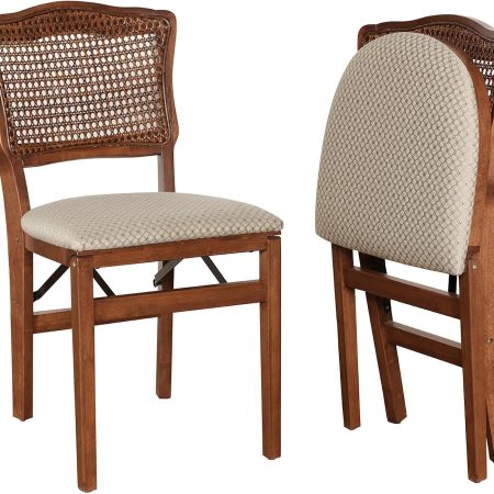 French Cane Back Folding Chair Finish, Set of 2, Cherry