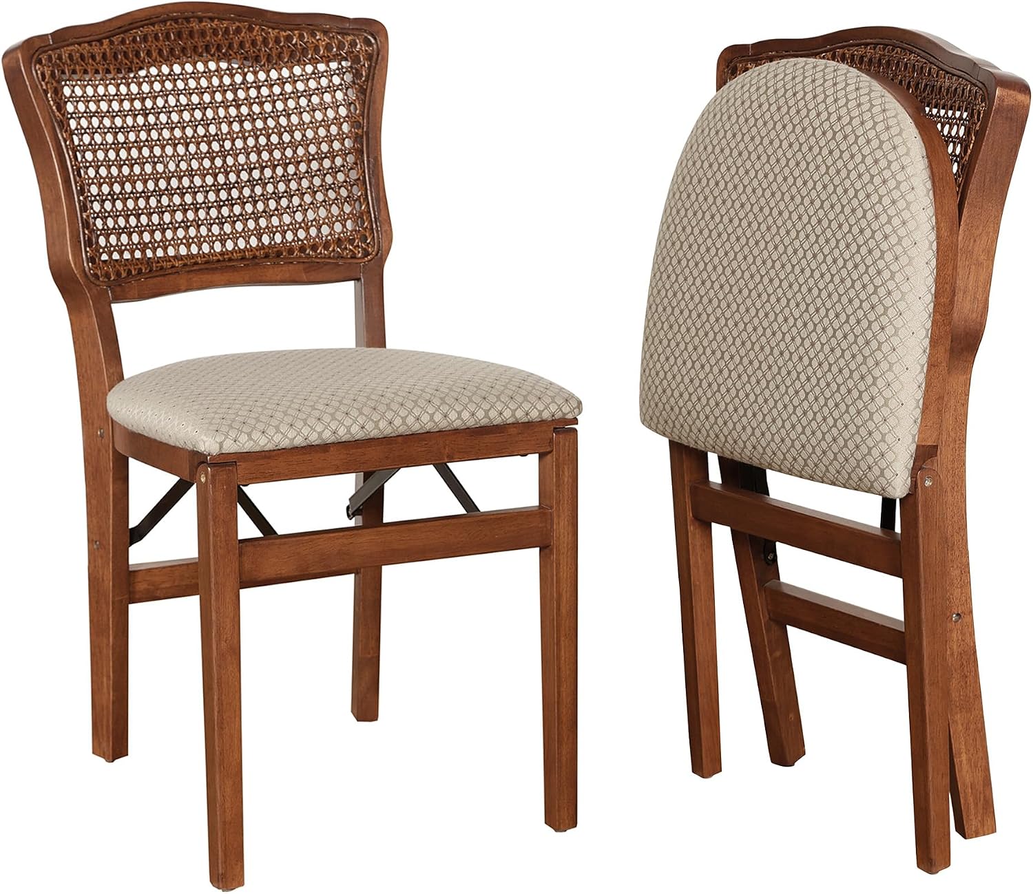 French Cane Back Folding Chair Finish, Set of 2, Cherry