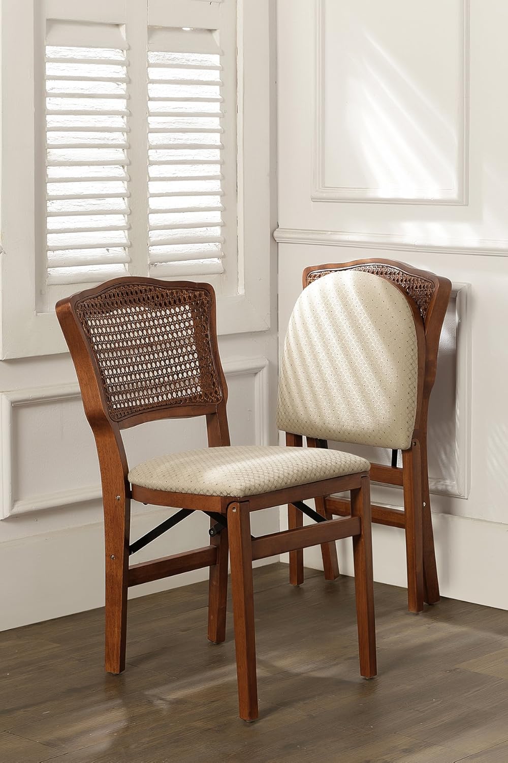 French Cane Back Folding Chair Finish, Set of 2, Cherry - Image 2