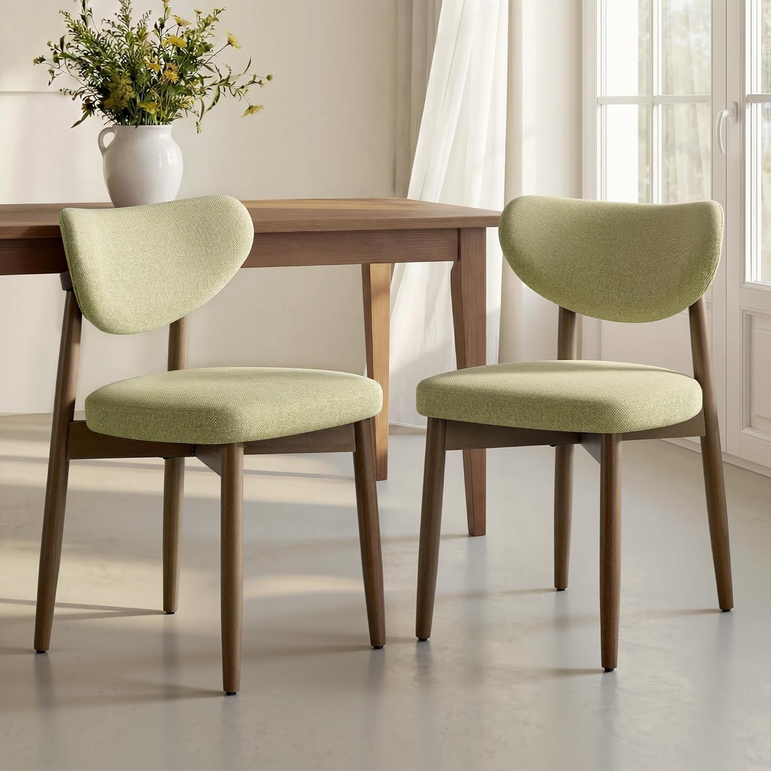 Wooden Dining Chairs Set of 2, Upholstered Kitchen Chairs