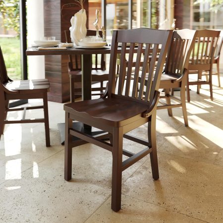 School House Back Walnut Wood Chair